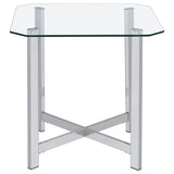 Cronin Chrome 3-piece Tempered Glass Top Coffee Table Set by Coaster at Eve Furniture