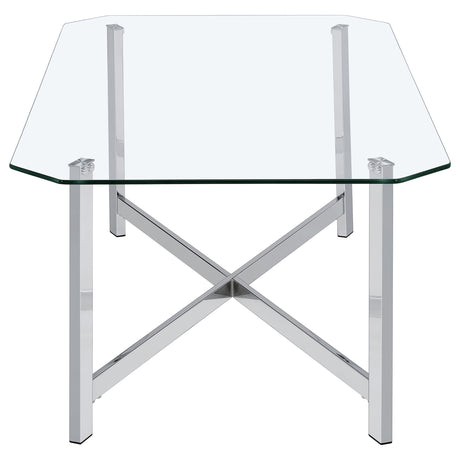 Cronin Chrome 3-piece Tempered Glass Top Coffee Table Set by Coaster at Eve Furniture