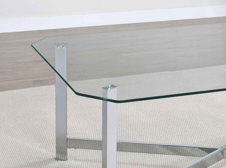 Cronin Chrome 3-piece Tempered Glass Top Coffee Table Set by Coaster at Eve Furniture