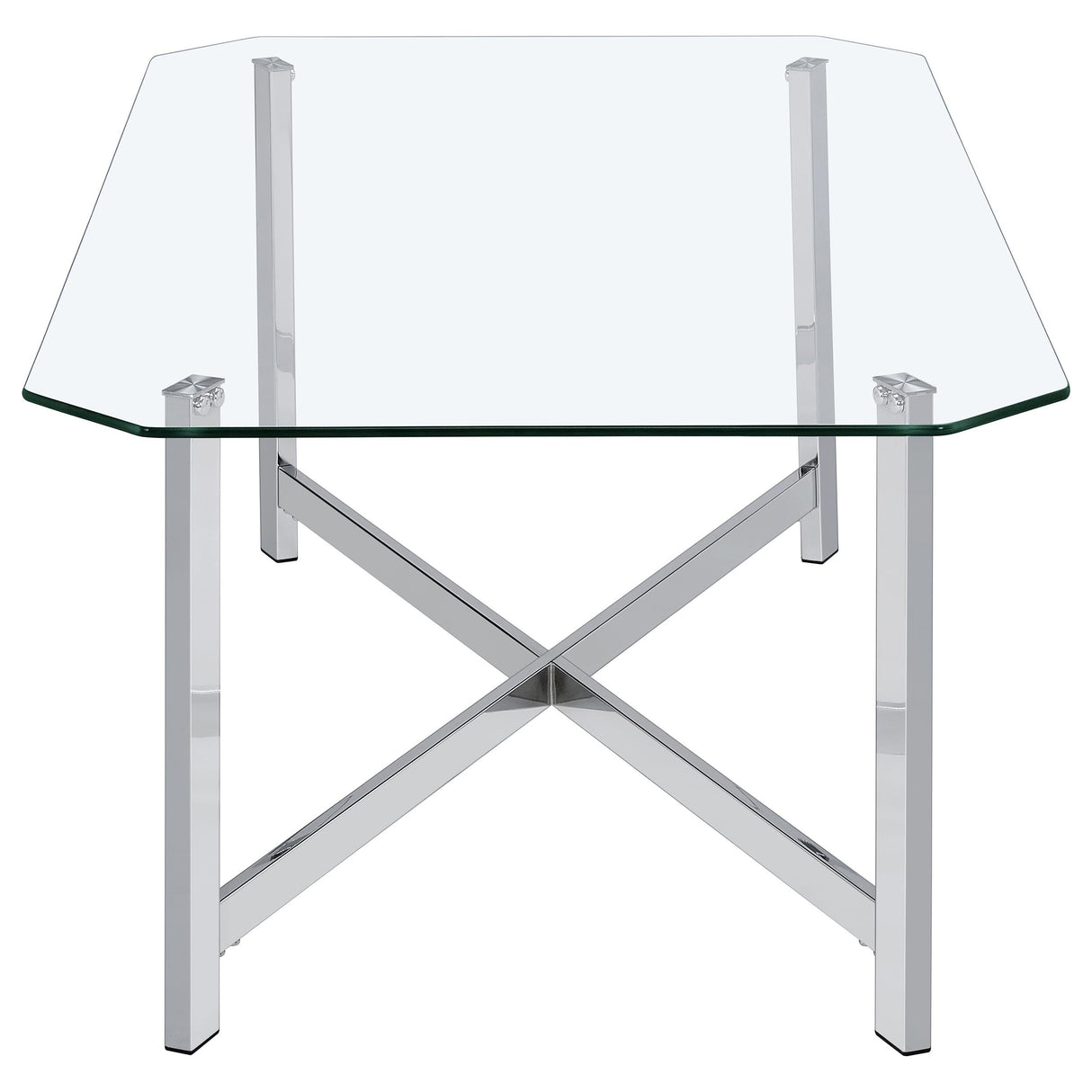 Cronin Chrome Rectangular Tempered Glass Top Cocktail Coffee Table by Coaster at Eve Furniture