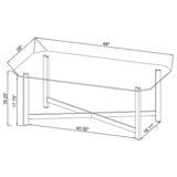 Cronin Chrome Rectangular Tempered Glass Top Cocktail Coffee Table by Coaster at Eve Furniture