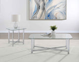 Cronin Chrome Rectangular Tempered Glass Top Cocktail Coffee Table by Coaster at Eve Furniture