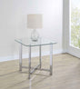 Cronin Chrome Square Tempered Glass Top Side End Table by Coaster at Eve Furniture