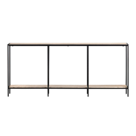 Crosby Brown/Black Travertine Console Table by Crestview at Eve Furniture