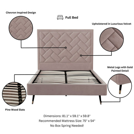 Crosby Full- Size Bed in Blush by Manhattan Comfort at Eve Furniture