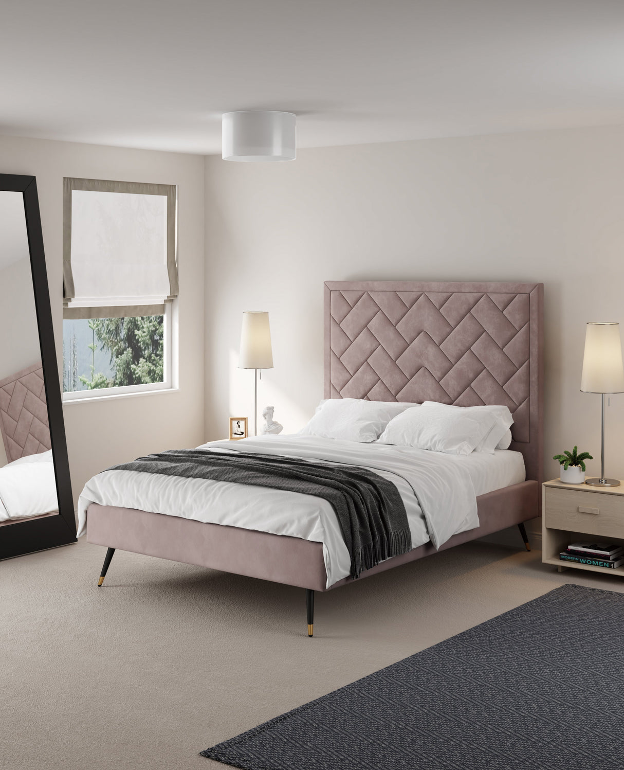 Crosby Full- Size Bed in Blush by Manhattan Comfort at Eve Furniture