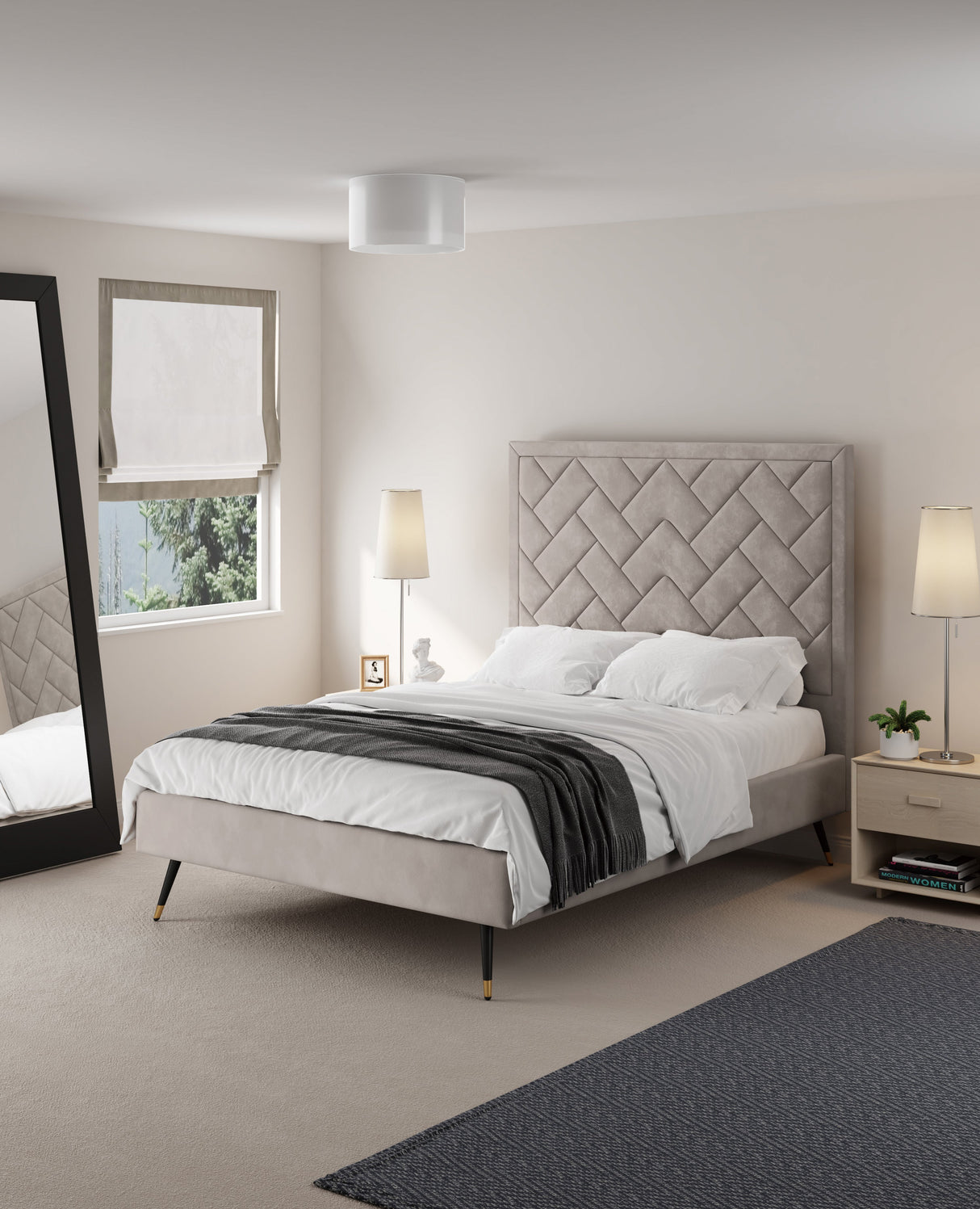 Crosby Full- Size Bed in Greige by Manhattan Comfort at Eve Furniture