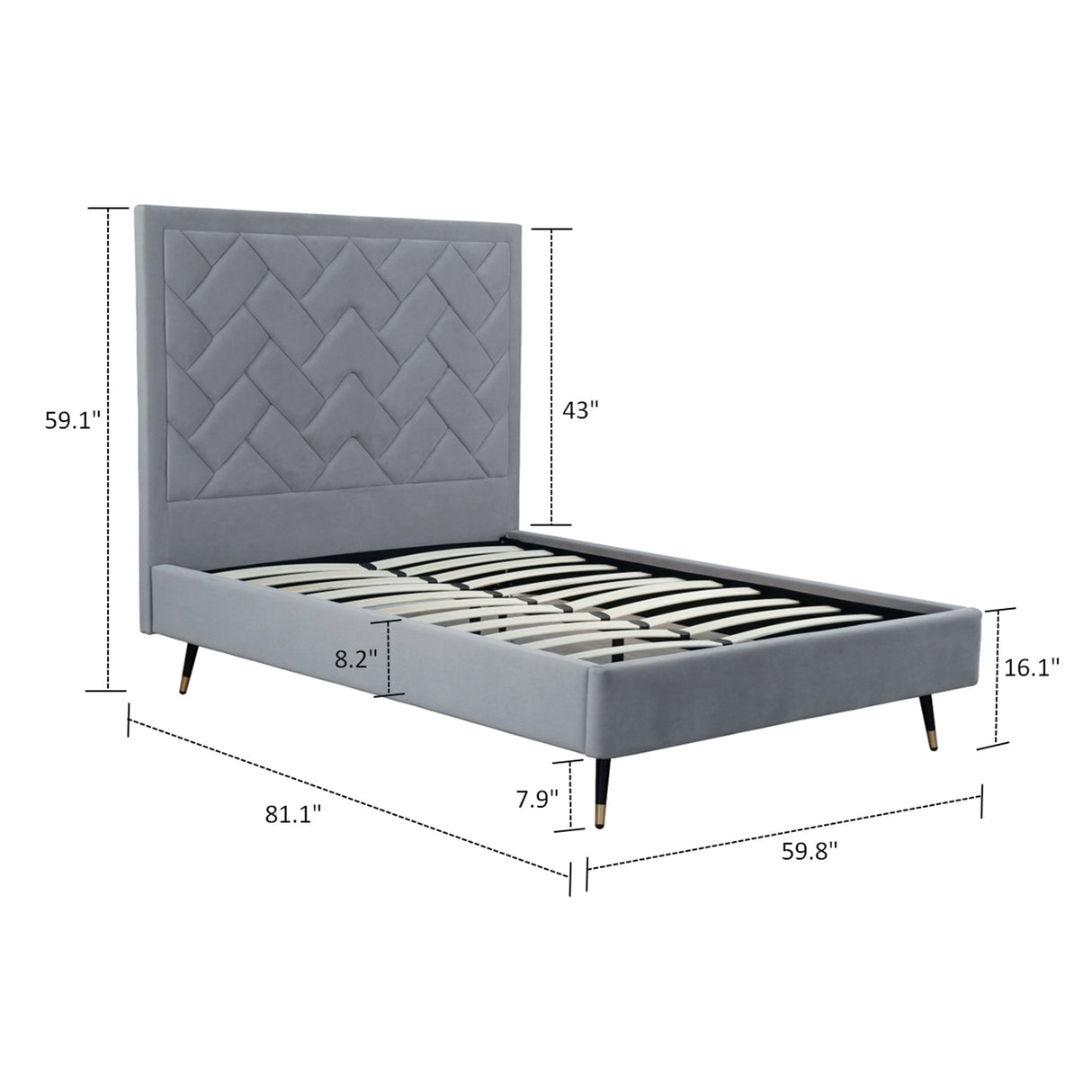 Crosby Full- Size Bed in Grey by Manhattan Comfort at Eve Furniture