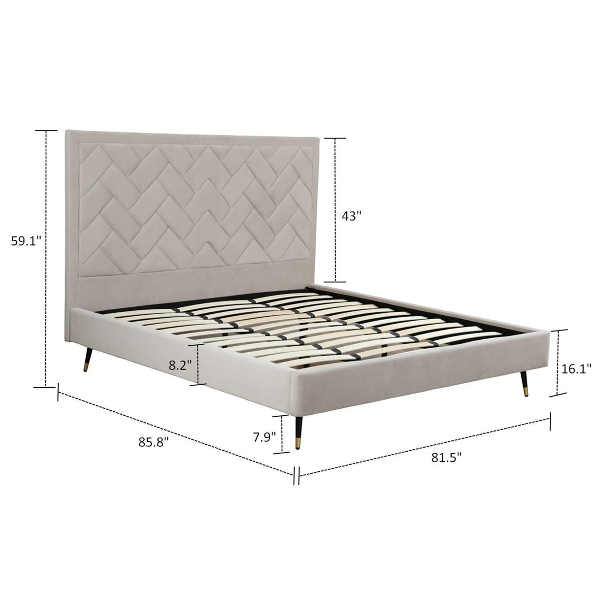Crosby King-Size Bed in Greige by Manhattan Comfort at Eve Furniture