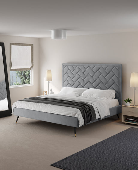 Crosby King-Size Bed in Grey by Manhattan Comfort at Eve Furniture