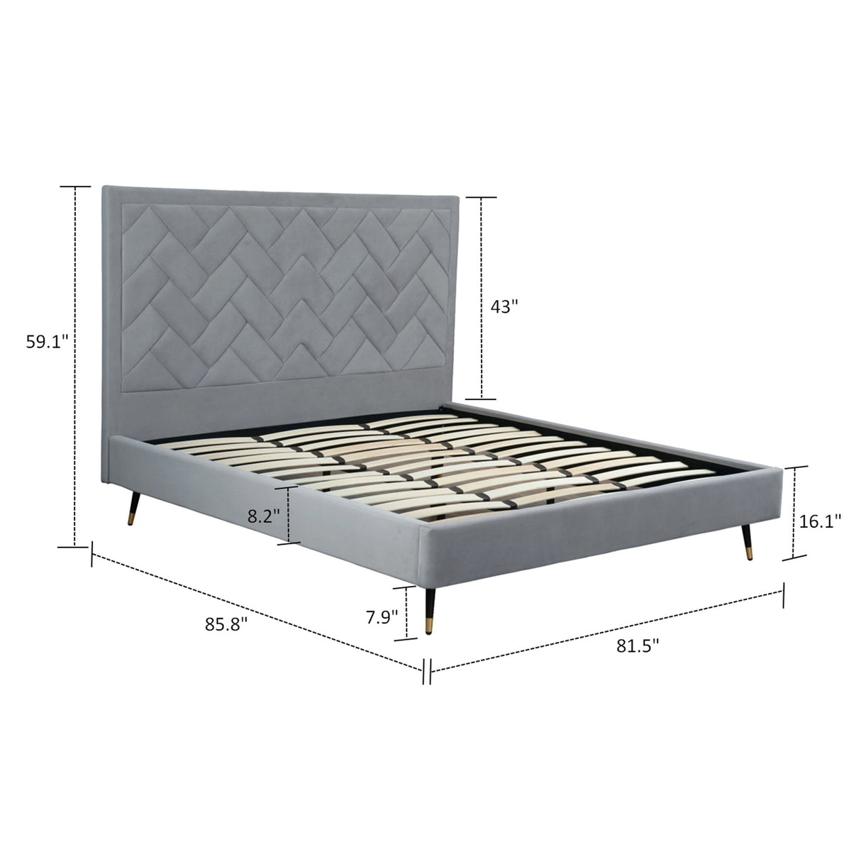 Crosby King-Size Bed in Grey by Manhattan Comfort at Eve Furniture