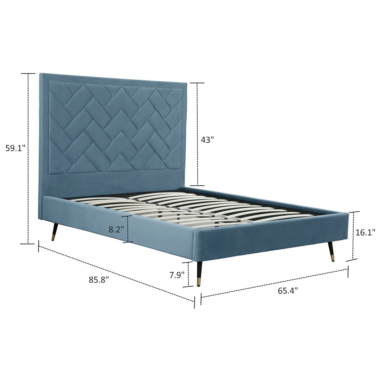 Crosby Queen-Size Bed in Blue by Manhattan Comfort at Eve Furniture