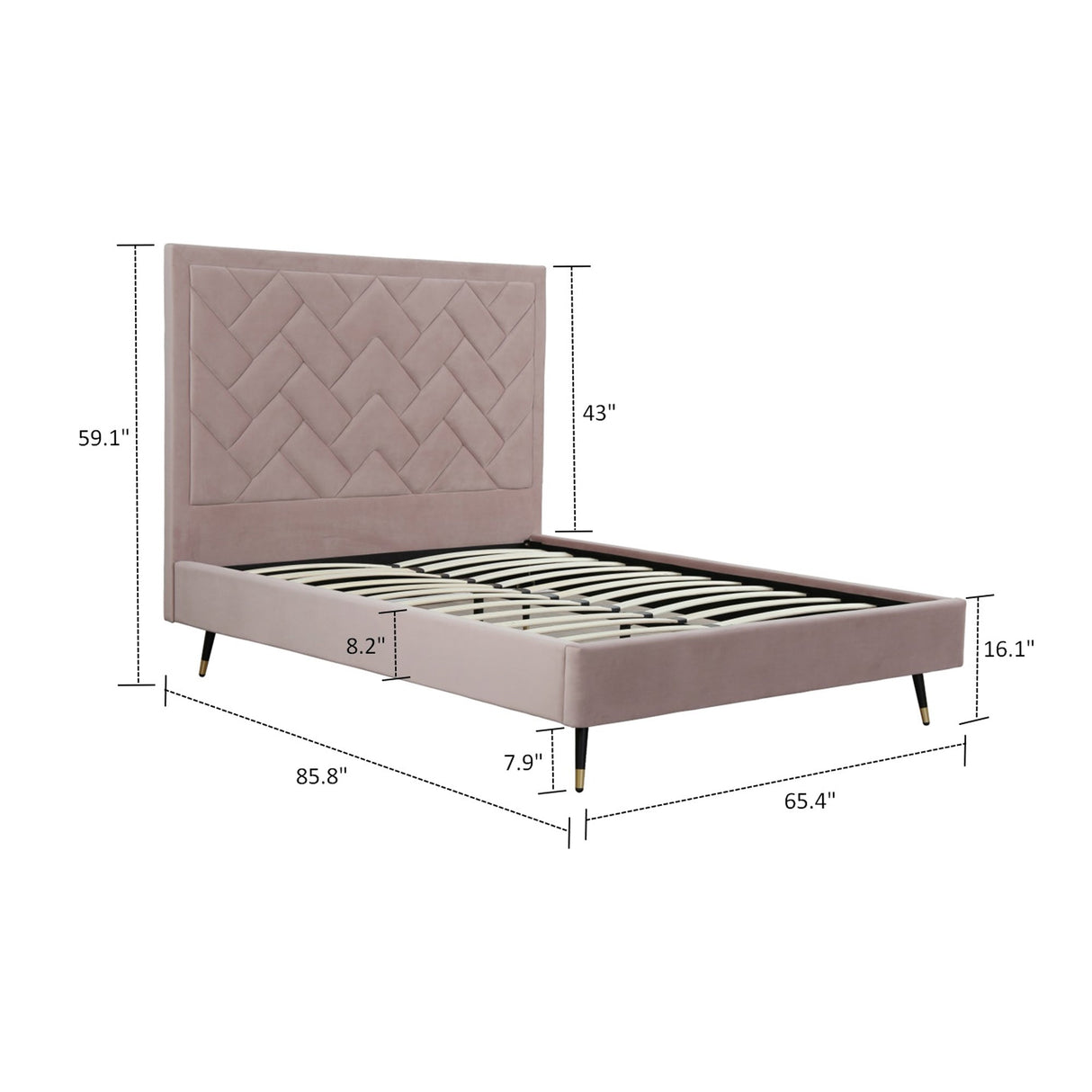 Crosby Queen-Size Bed in Blush by Manhattan Comfort at Eve Furniture