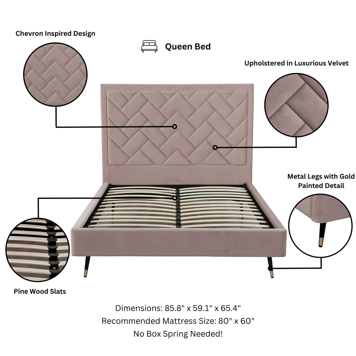 Crosby Queen-Size Bed in Blush by Manhattan Comfort at Eve Furniture