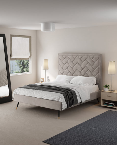 Crosby Queen-Size Bed in Greige by Manhattan Comfort at Eve Furniture