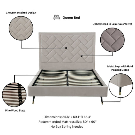 Crosby Queen-Size Bed in Greige by Manhattan Comfort at Eve Furniture