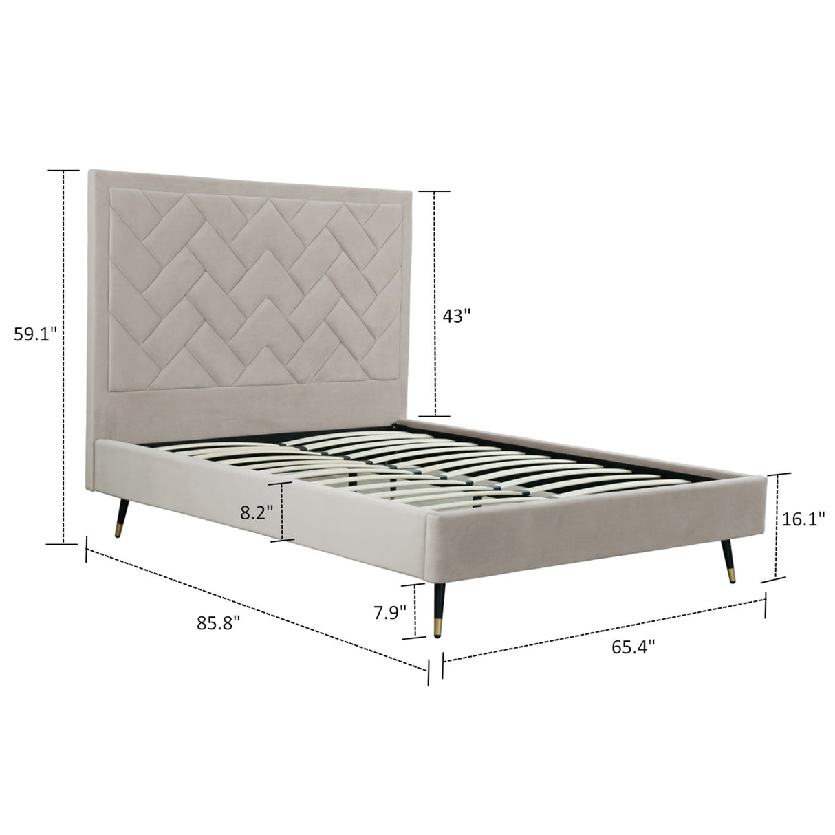 Crosby Queen-Size Bed in Greige by Manhattan Comfort at Eve Furniture