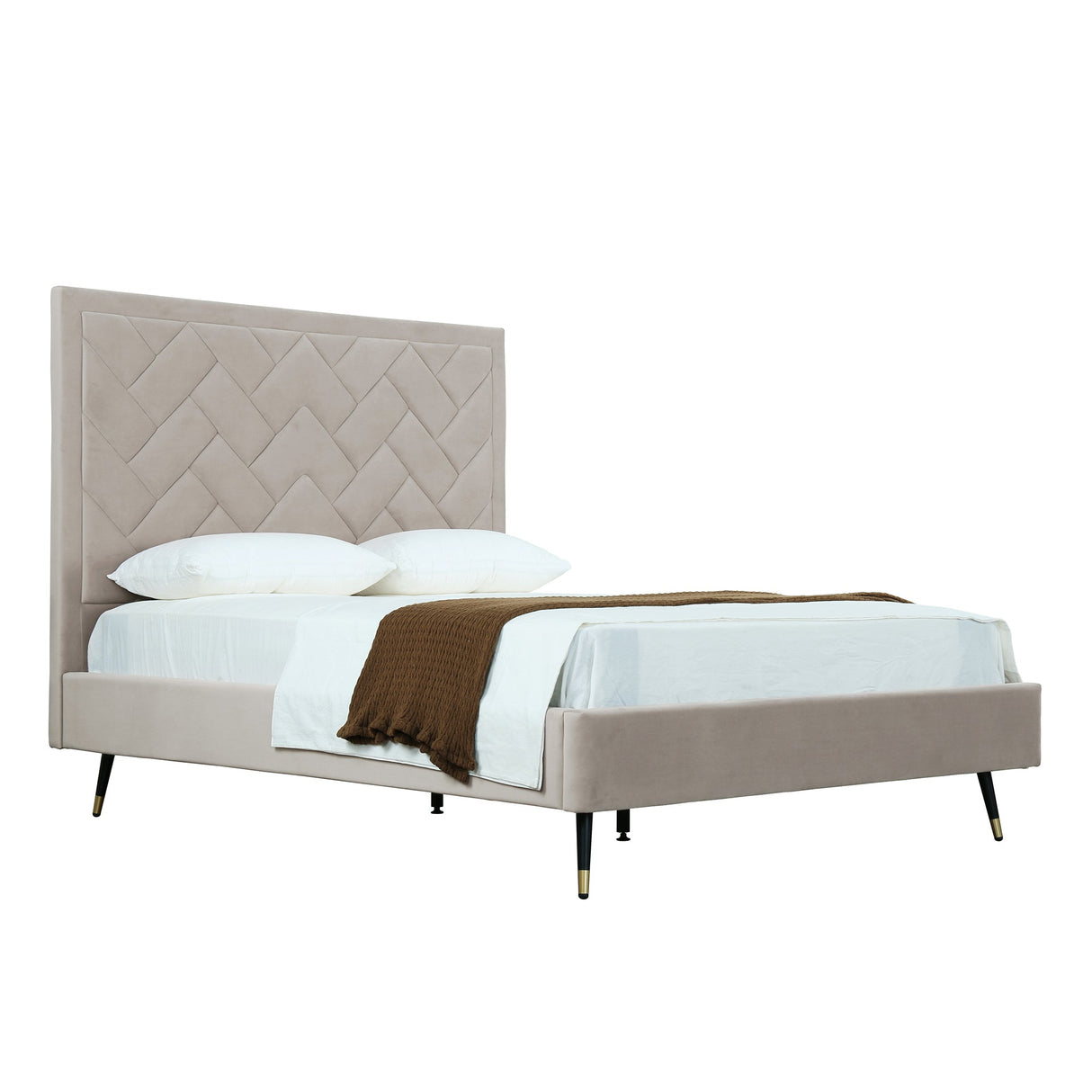 Crosby Queen-Size Bed in Greige by Manhattan Comfort at Eve Furniture