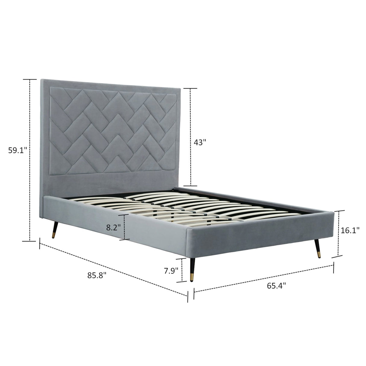 Crosby Queen-Size Bed in Grey by Manhattan Comfort at Eve Furniture