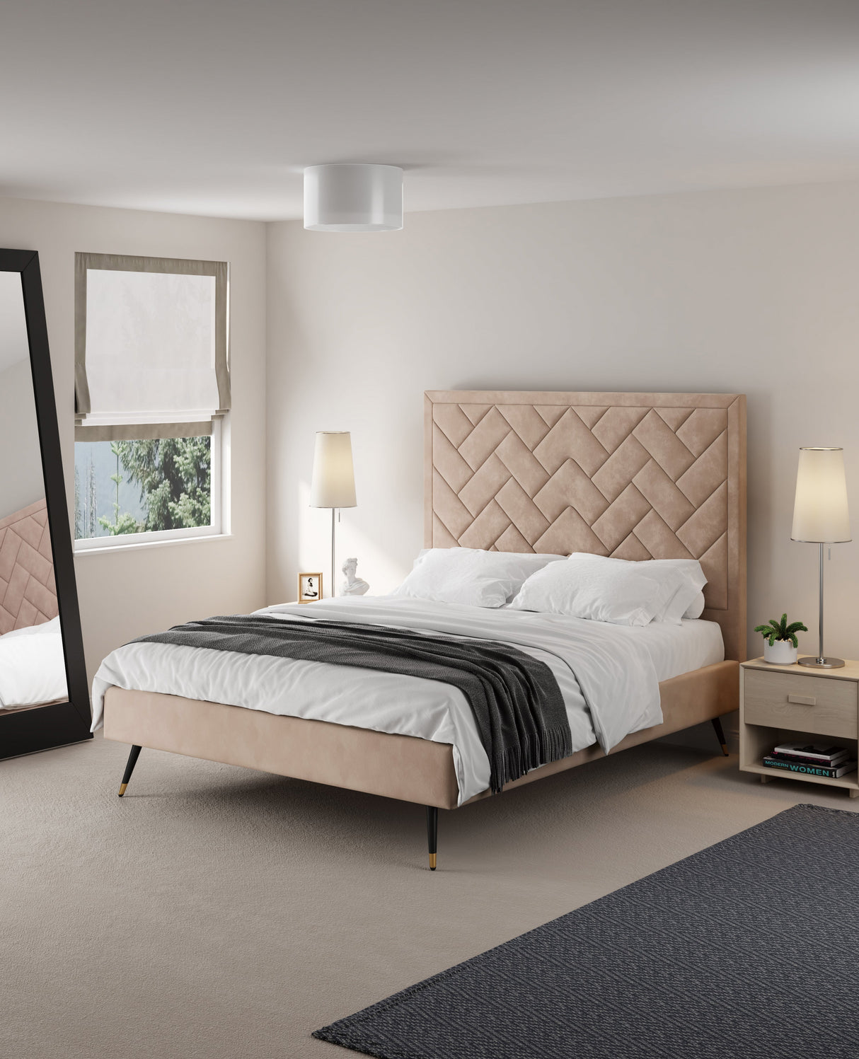 Crosby Queen-Size Bed in Nude by Manhattan Comfort at Eve Furniture