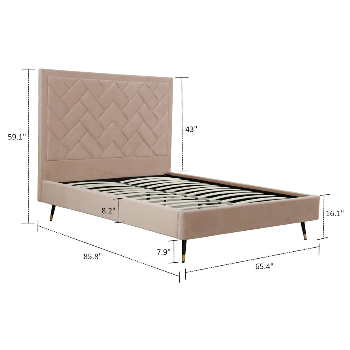 Crosby Queen-Size Bed in Nude by Manhattan Comfort at Eve Furniture