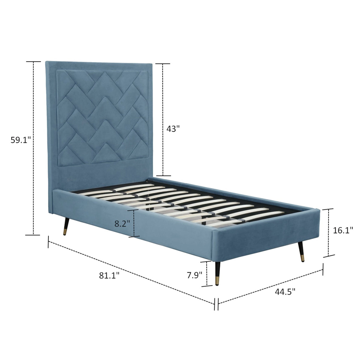 Crosby Twin-Size Bed in Blue by Manhattan Comfort at Eve Furniture