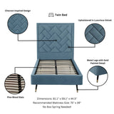 Crosby Twin-Size Bed in Blue by Manhattan Comfort at Eve Furniture