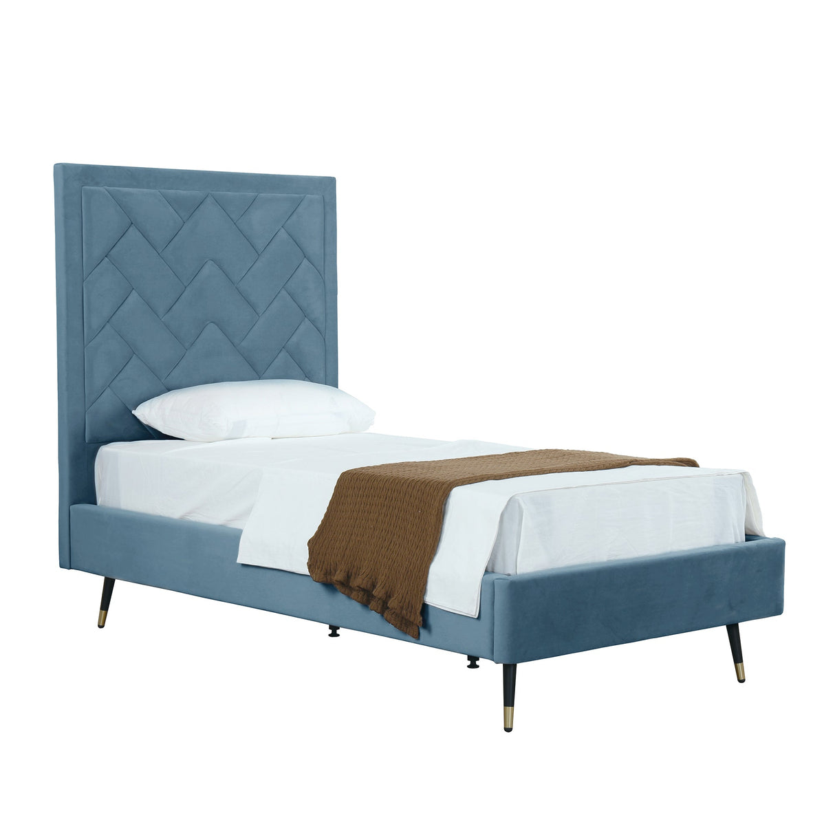 Crosby Twin-Size Bed in Blue by Manhattan Comfort at Eve Furniture