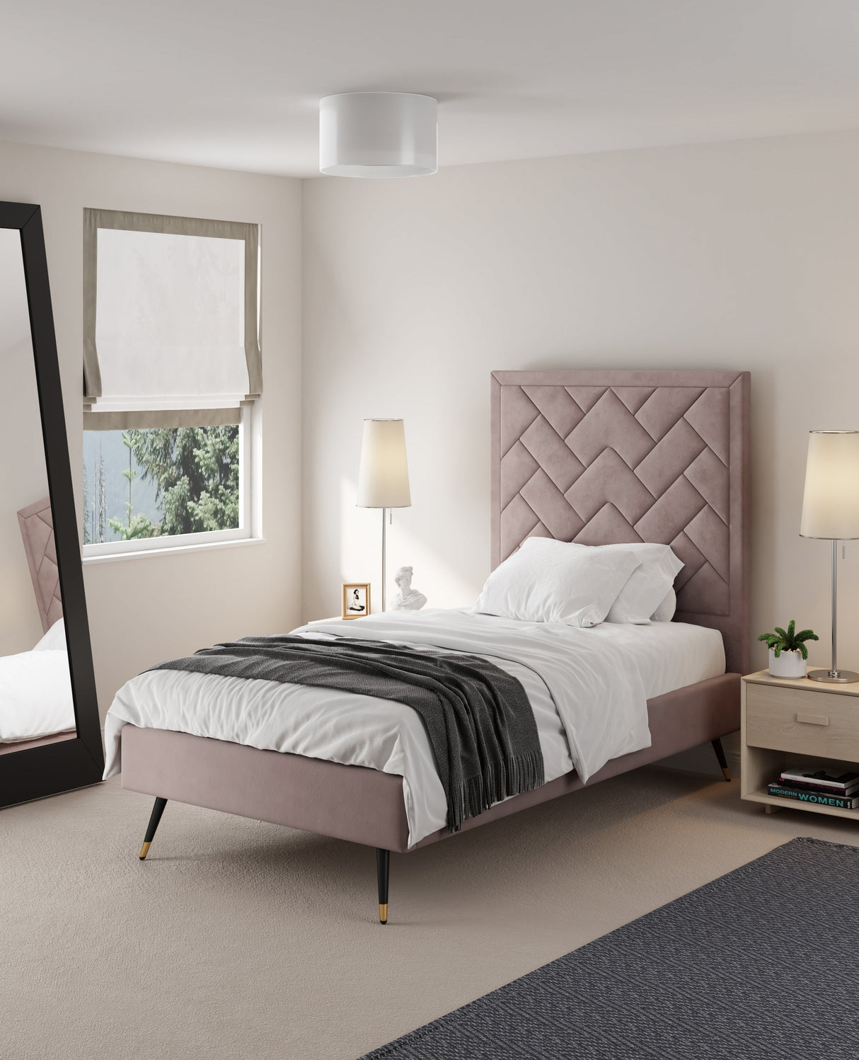 Crosby Twin-Size Bed in Blush by Manhattan Comfort at Eve Furniture