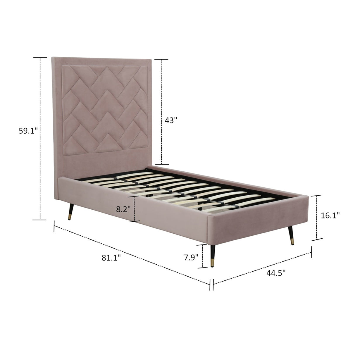 Crosby Twin-Size Bed in Blush by Manhattan Comfort at Eve Furniture