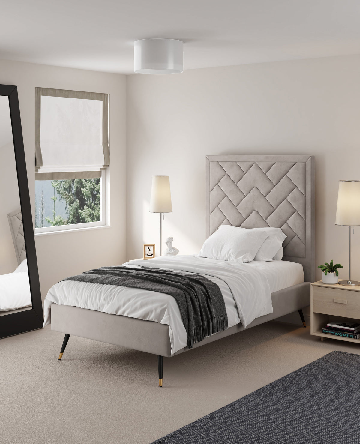 Crosby Twin-Size Bed in Greige by Manhattan Comfort at Eve Furniture