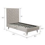 Crosby Twin-Size Bed in Greige by Manhattan Comfort at Eve Furniture