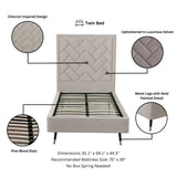 Crosby Twin-Size Bed in Greige by Manhattan Comfort at Eve Furniture