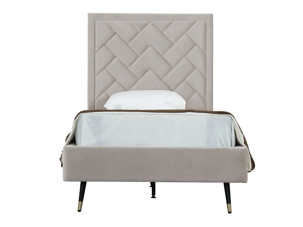 Crosby Twin-Size Bed in Greige by Manhattan Comfort at Eve Furniture