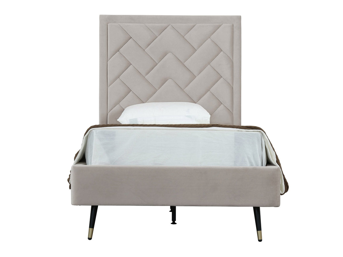 Crosby Twin-Size Bed in Greige by Manhattan Comfort at Eve Furniture