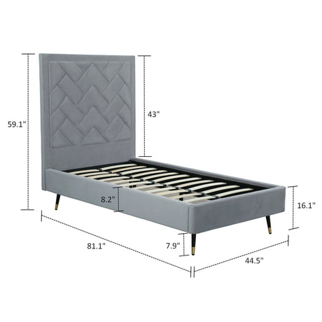 Crosby Twin-Size Bed in Grey by Manhattan Comfort at Eve Furniture