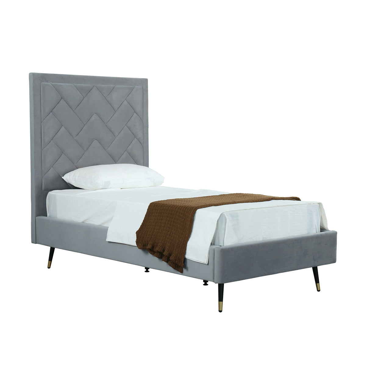 Crosby Twin-Size Bed in Grey by Manhattan Comfort at Eve Furniture