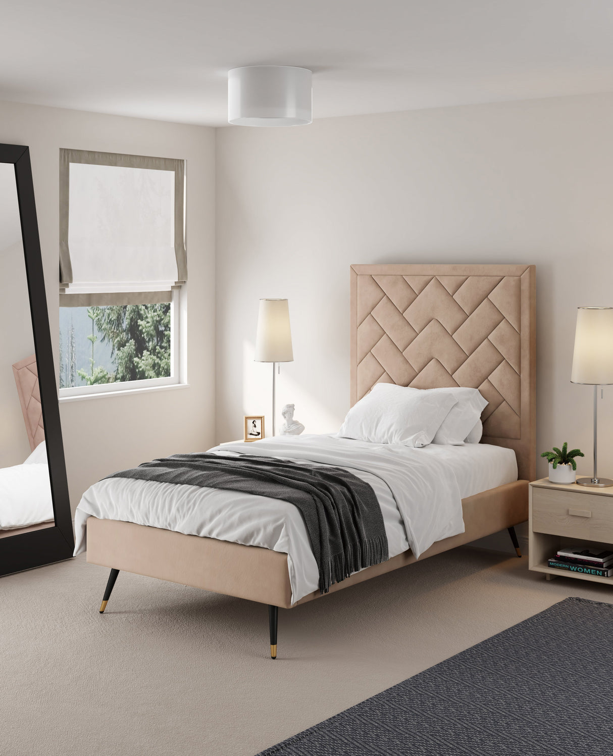 Crosby Twin-Size Bed in Nude by Manhattan Comfort at Eve Furniture