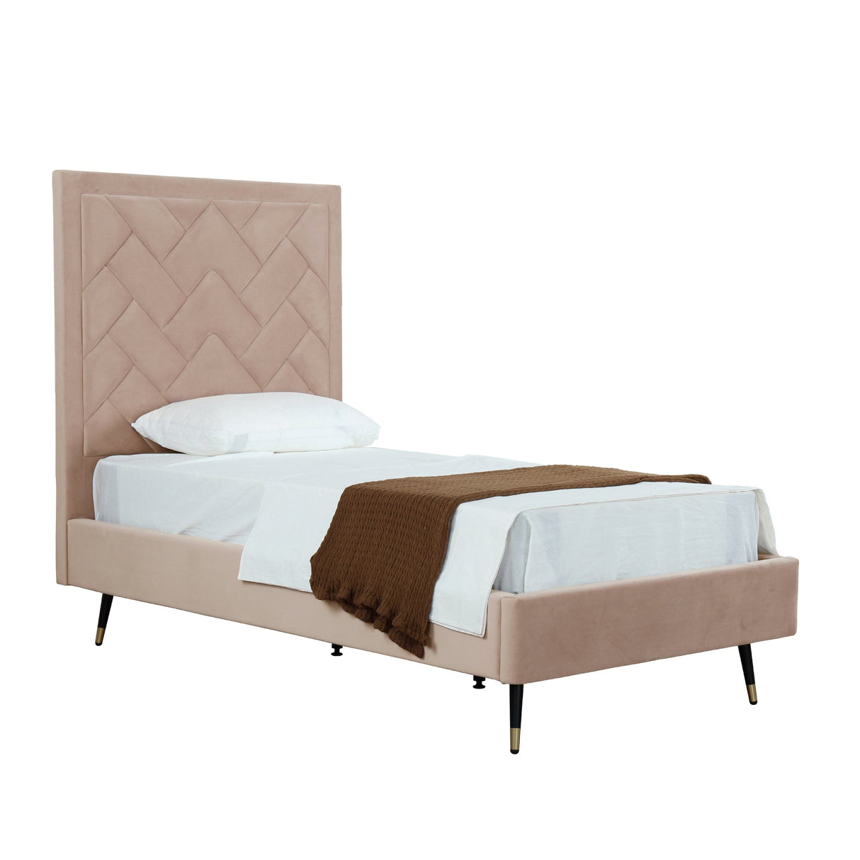 Crosby Twin-Size Bed in Nude by Manhattan Comfort at Eve Furniture