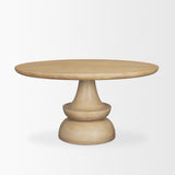 Crossman Round Blonde Solid Wood & Base Dining Table by Mercana at Eve Furniture