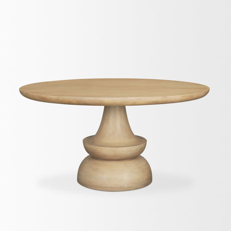 Crossman Round Blonde Solid Wood & Base Dining Table by Mercana at Eve Furniture