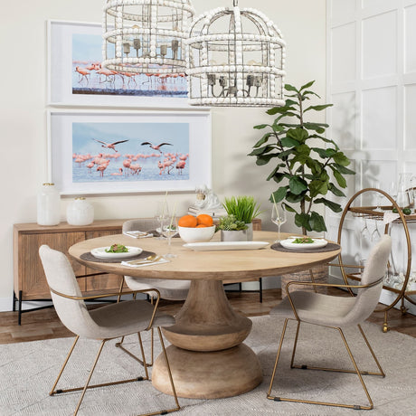 Crossman Round Blonde Solid Wood & Base Dining Table by Mercana at Eve Furniture