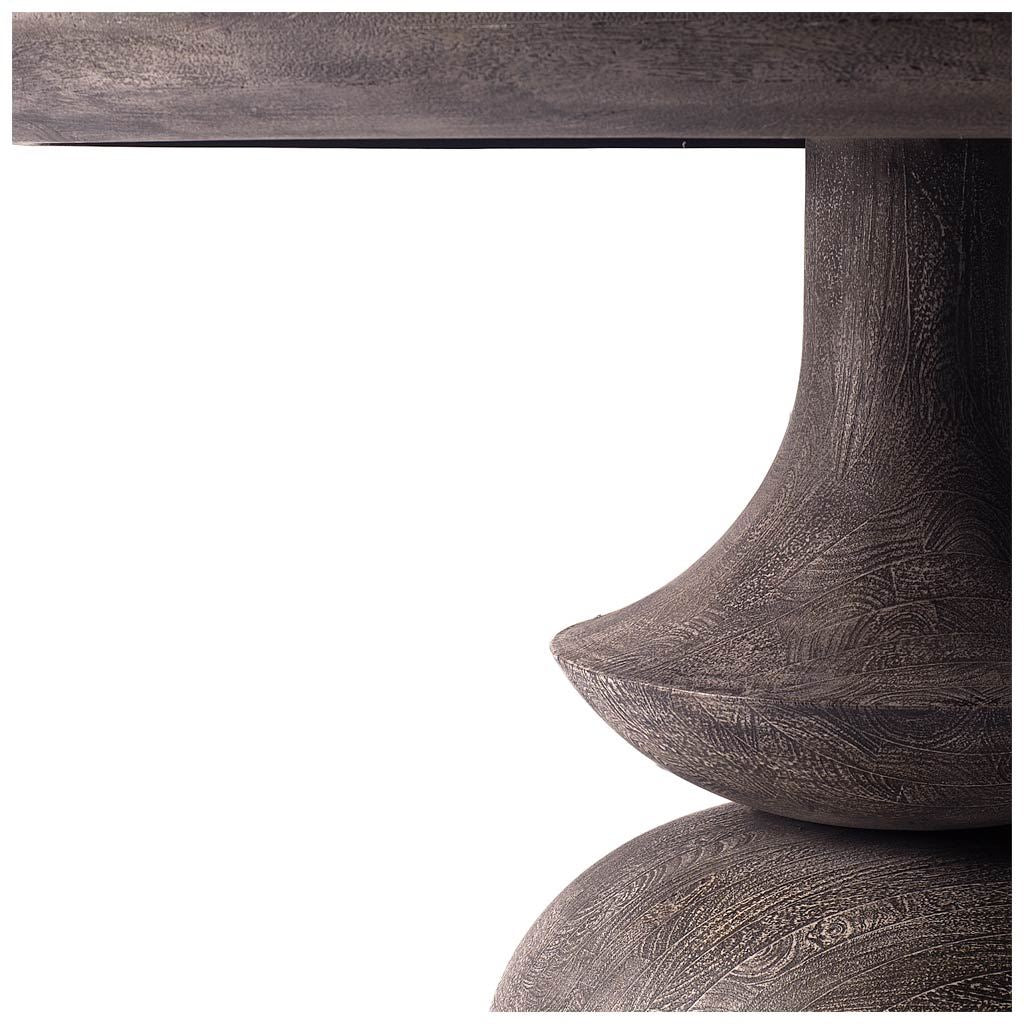 Crossman Round Dark Brown/Gray Solid Wood Table Top & Base Dining Table by Mercana at Eve Furniture