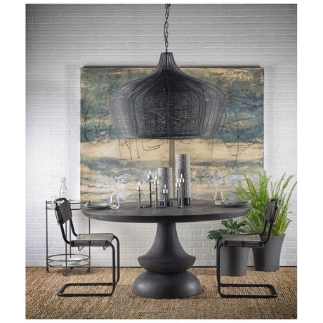 Crossman Round Dark Brown/Gray Solid Wood Table Top & Base Dining Table by Mercana at Eve Furniture