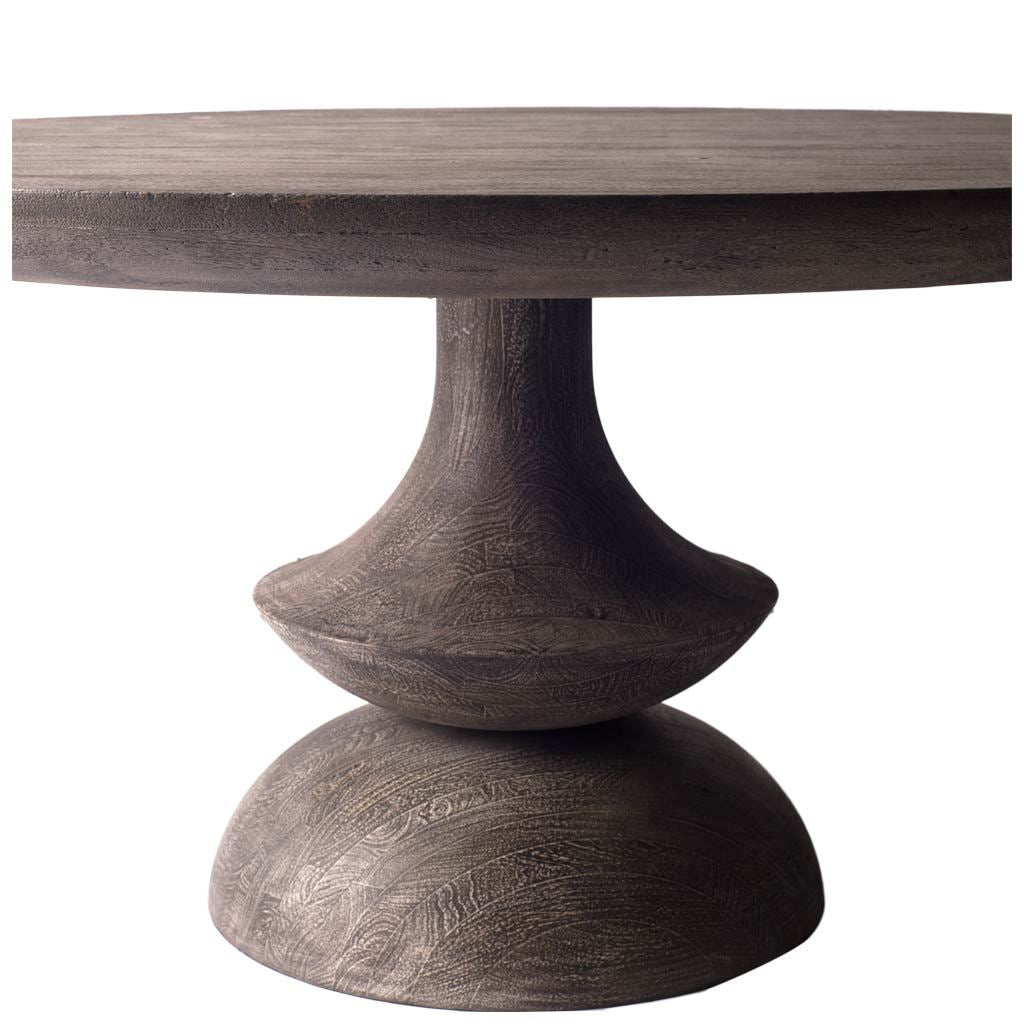 Crossman Round Dark Brown/Gray Solid Wood Table Top & Base Dining Table by Mercana at Eve Furniture