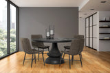 Crossman Round Dark Brown/Gray Solid Wood Table Top & Base Dining Table by Mercana at Eve Furniture