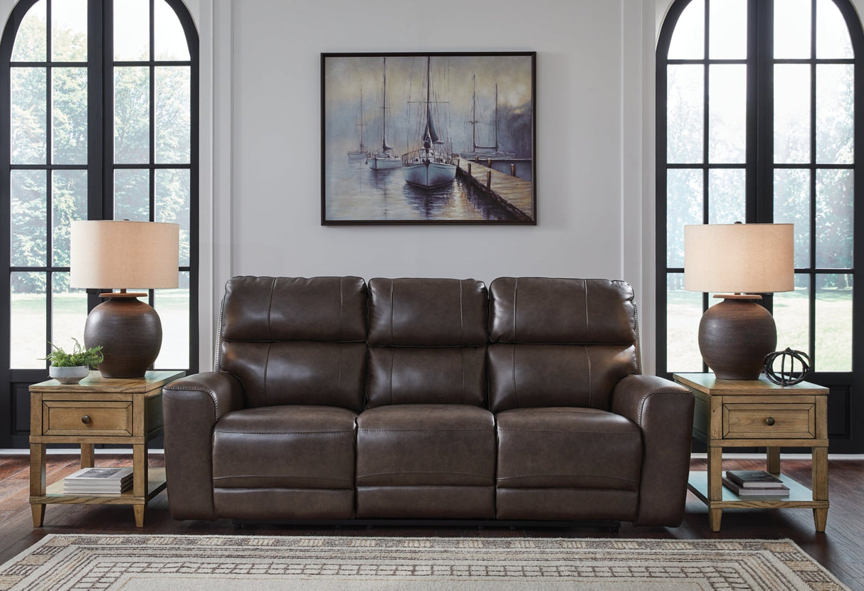 Crossplex Dark Brown Power Reclining Sofa and Power Recliner by Ashley at Eve Furniture