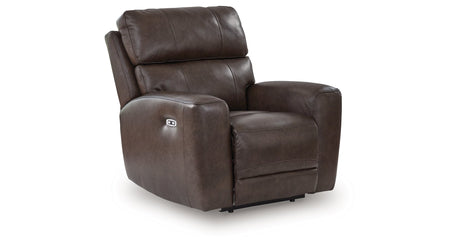 Crossplex Dark Brown Power Reclining Sofa and Power Recliner by Ashley at Eve Furniture