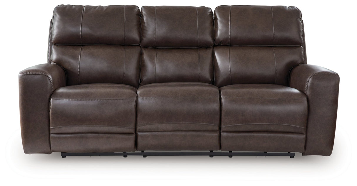 Crossplex Dark Brown Power Reclining Sofa and Power Recliner by Ashley at Eve Furniture