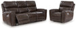 Crossplex Dark Brown Power Reclining Sofa and Power Recliner by Ashley at Eve Furniture